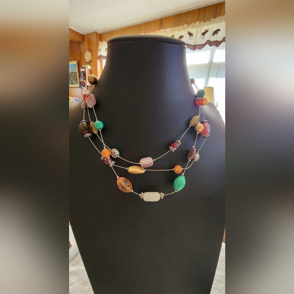 STUNNING Lia Sophia Multi-Strand Beaded Statement Necklace